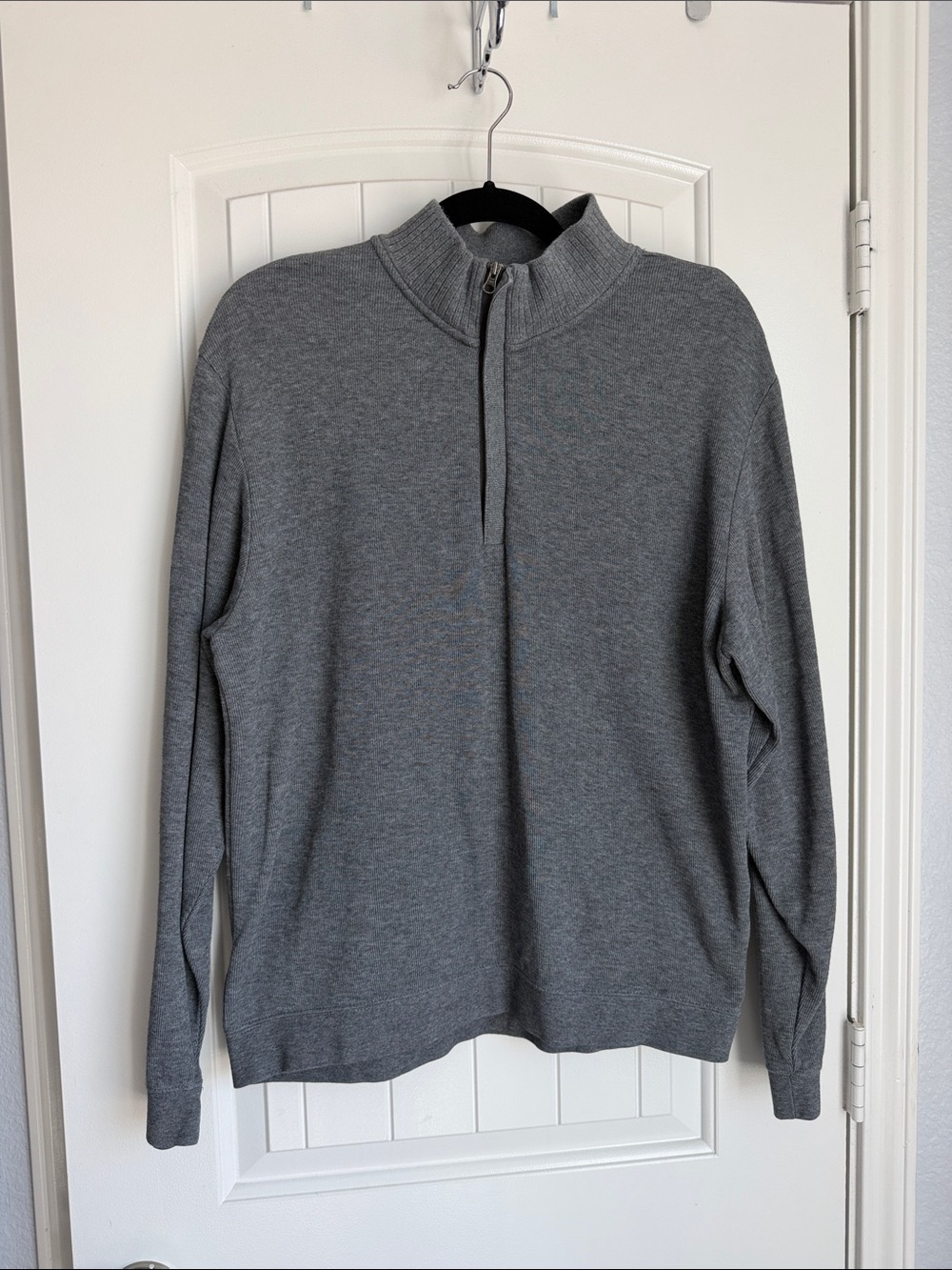 Cutter & Buck Men’s Grey Zip Mock-Neck Sweater